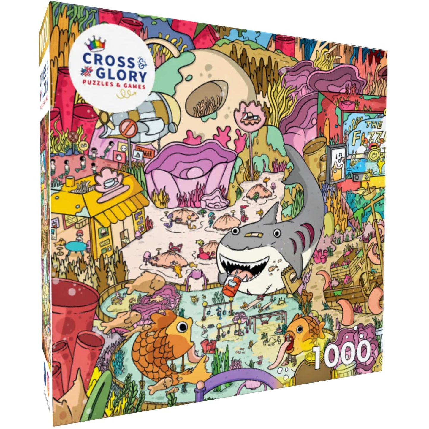 Cross & Glory - Seamonster Shenanigans - 1000 Piece Jigsaw Puzzle For Adults & Kids 12+ | Colorful Underwater Scene With Whimsical Sea Creatures | Family Fun