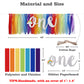 Rainbow Highchair Banner Decoration For Baby - Party Theme Pull Flag, High Chair Fabric Garland, One First Birthday Banner, Phot