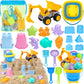 FHOZGECY Beach Toys, 21Pcs Sand Toys, Sandbox Toys with 2 in 1 Beach Truck, Collapsible Sand Bucket, Sand Castle Toys, Animal Mo