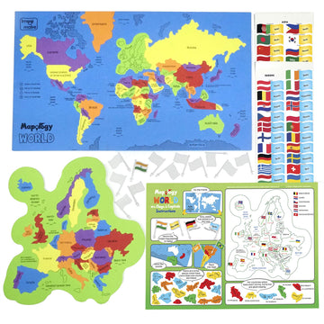 Imagimake Mapology Usa & World Map Puzzle With Flags, Capitals, Stickers | Educational Toys For Ages 5-7 | Jigsaw Puzzles For Kids Ages 8-10 | Geography Toys For Ages 8-13 | 6 Year Old Boy/Girl Gifts