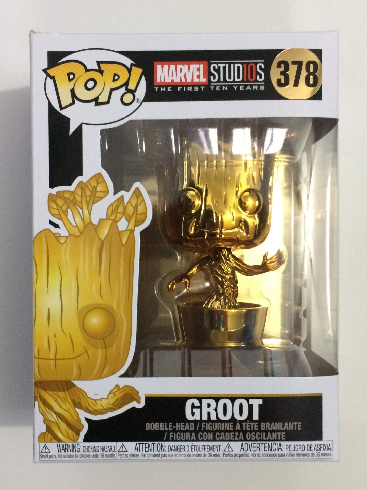 Funko Pop Marvel: Marvel Studios 10 - Groot (Gold Chrome) Collectible Figure, Multicolor