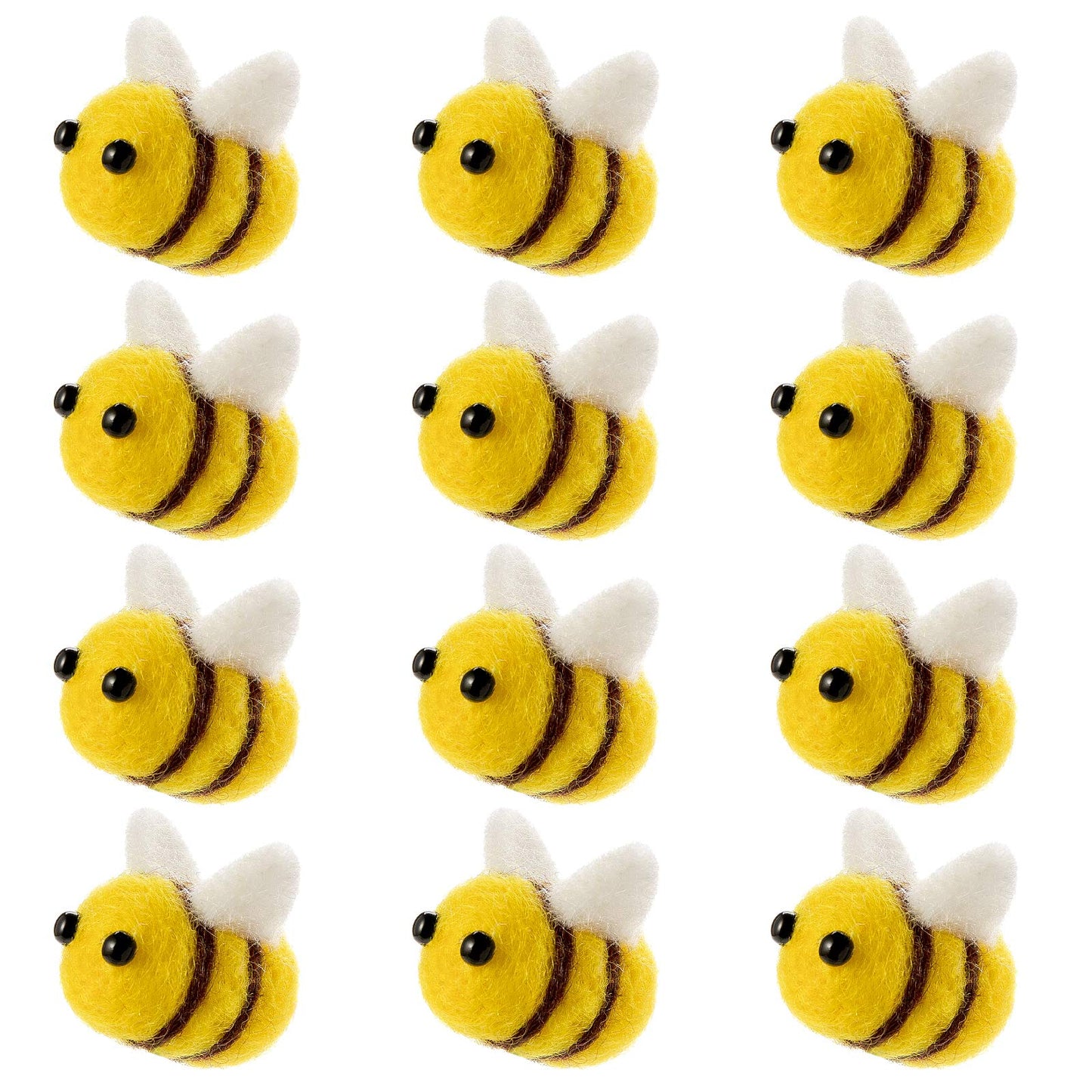 CINPIUK 12 Set Felt Bumble Bee Plush for Crafts, Small Wool Felt Party Favors, Bee Color
