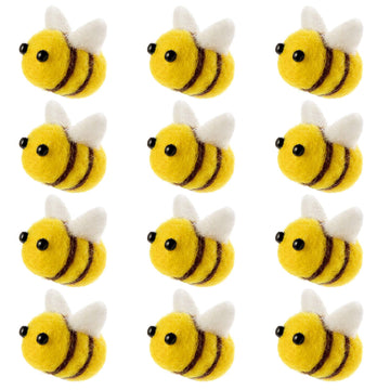 CINPIUK 12 Set Felt Bumble Bee Plush for Crafts, Small Wool Felt Party Favors, Bee Color