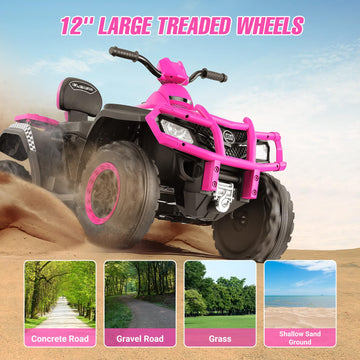 ELEMARA 2 Seater Ride on ATV, 4 Wheeler Quad Ride on Toy with 10AH Battery, Ride on Electric Big Kids