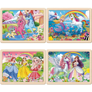 Puzzles For Kids Ages 4-6, Large 24 Pcs Unicorn Mermaid Princess, Wooden Jigsaw Puzzles For Toddlers, Preschool Educational Puzz