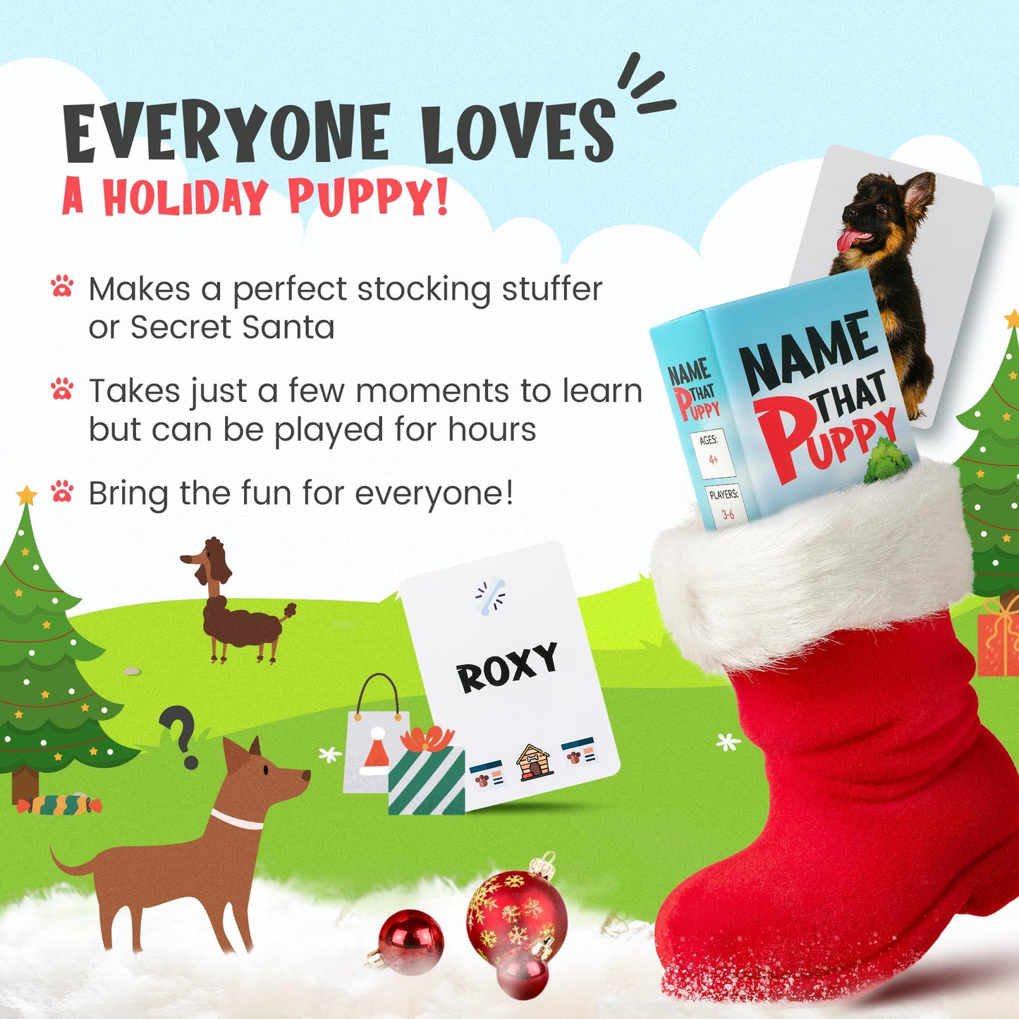 Game That Song Name That Puppy Card Game – Fun Family Game for Kids & Dog Lovers, Hilarious Group Play, Blue, Paper