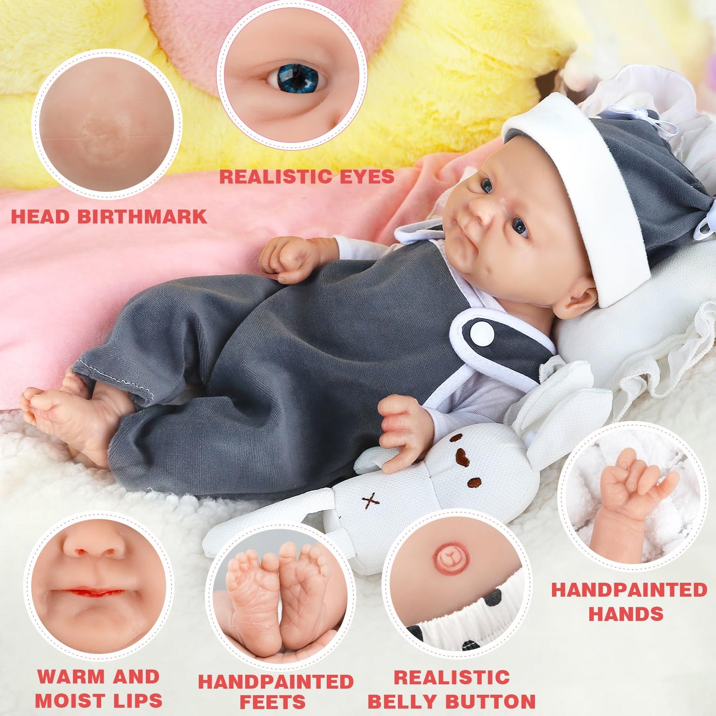 Ivita 16'' Boy Full Body Silicone Baby Doll Lifelike Reborn Doll Surprice Children Anti-Stress Stress Relief Toys - Boy