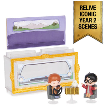 Wizarding World Harry Potter Micro Magical Moments Collectible Figures Multipack Ford Anglia With Harry Potter, Ron Weasley, Owl Hedwig And Display Box, For Children From 6 Years, Fan Item