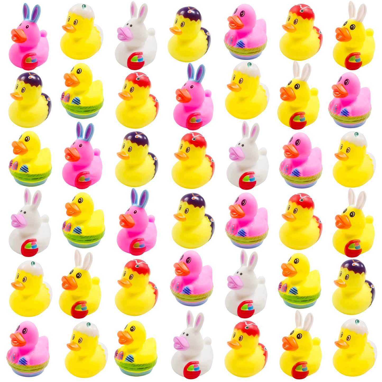 42 Pcs Easter Rubber Ducks,Baby Showers Accessories,Mini 2.16'' Bunny Duckies Bath Toys For Kids Fun Bath, Easter Basket Stuffer