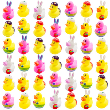 42 Pcs Easter Rubber Ducks,Baby Showers Accessories,Mini 2.16'' Bunny Duckies Bath Toys For Kids Fun Bath, Easter Basket Stuffer