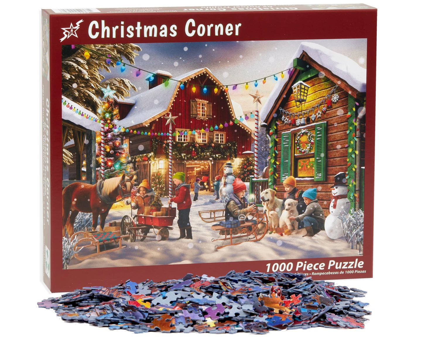 Vermont Christmas Company 'Christmas Corner' Jigsaw Puzzle 1000 Piece - Holiday Puzzles For Adults & Families - Randomly Shaped