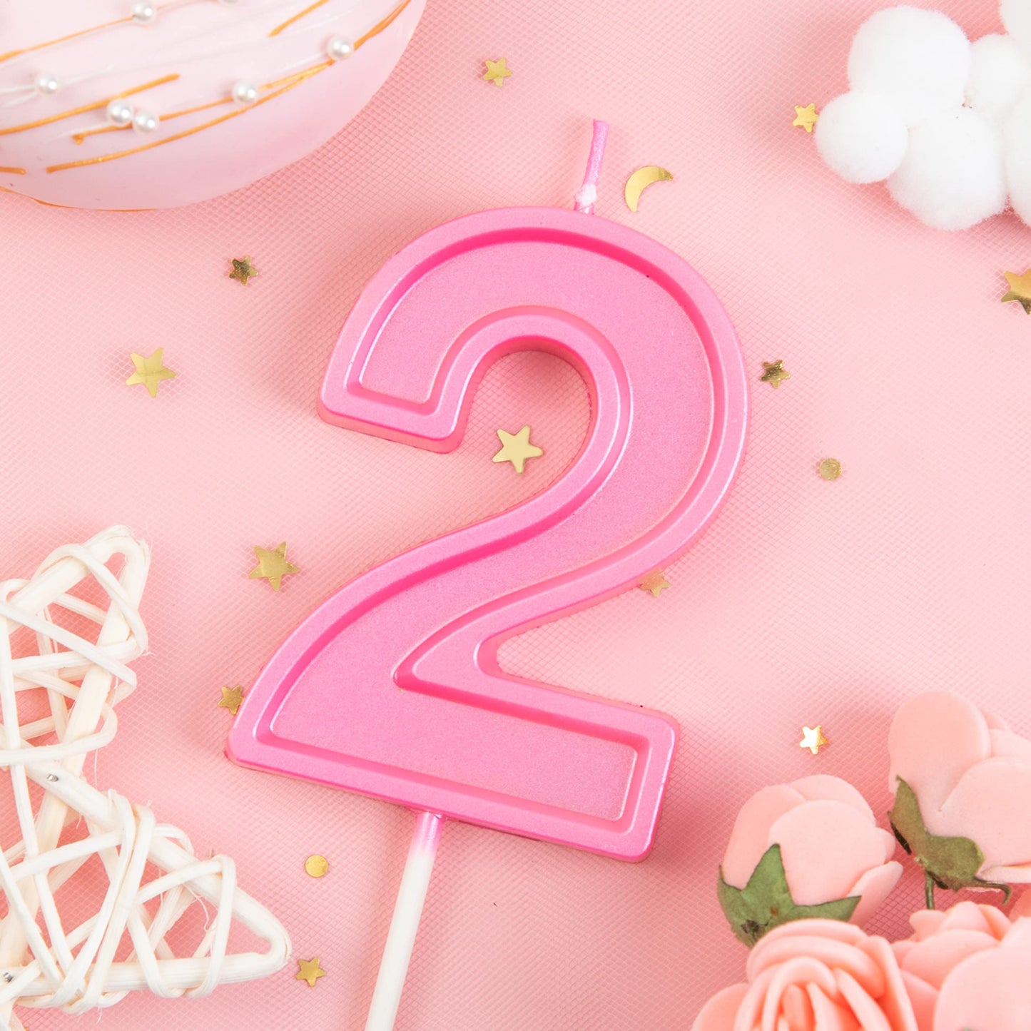 PHD CAKE 2.76 Inch Luxe pink 2 Number Birthday Candles, pink Number Candles, Cake Number Candles, Party Celebration
