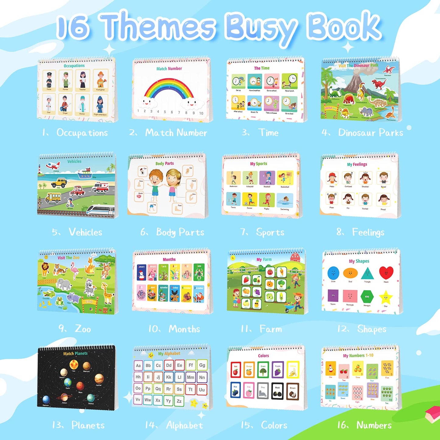 Roatee Toddler Preschool Toys, Busy Book Montessori Learning Toys For Toddlers 1-3, Kids Toys Coloring Book Preschool Learning A