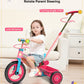 KRIDDO 3-in-1 Toddler Tricycle for Kids 18 Months to 3 Years, Tricycle for 2 Years with Parent Steering, Extra Wide Seat, Large