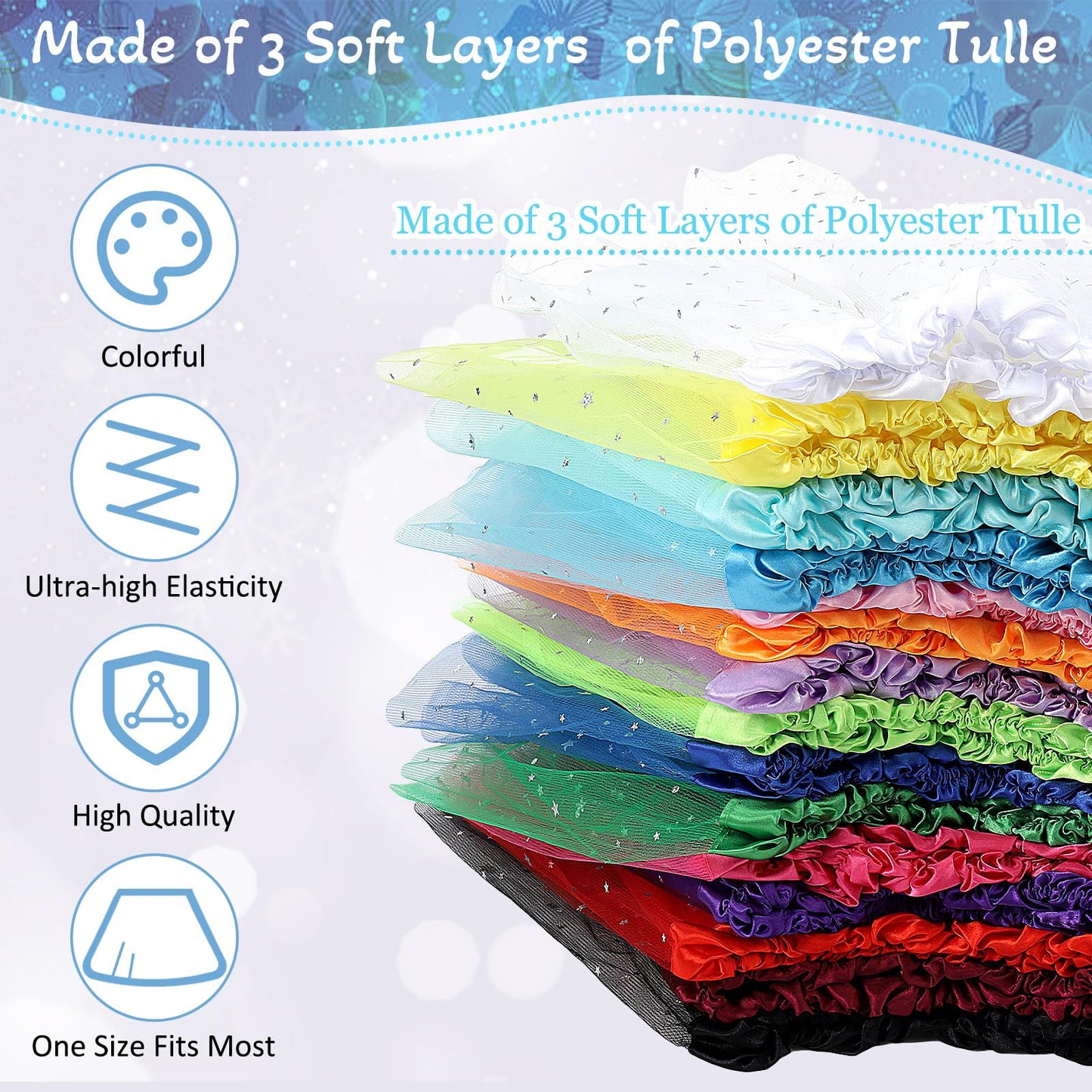 Hoemwarm 18 Pcs Tutu Dresses For Toddler Girls, 3 Layers Toddler Tutu Skirt Princess Tutu Bulk Multicolor Fluffy Tulle Star Skir