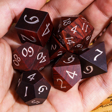 HDdais Wood DND Dice Set, Red Sandalwood Dice Natural Polyhedral Dice Set D&D with Metal Tin Box for MTG Dungeons and Dragons Ro