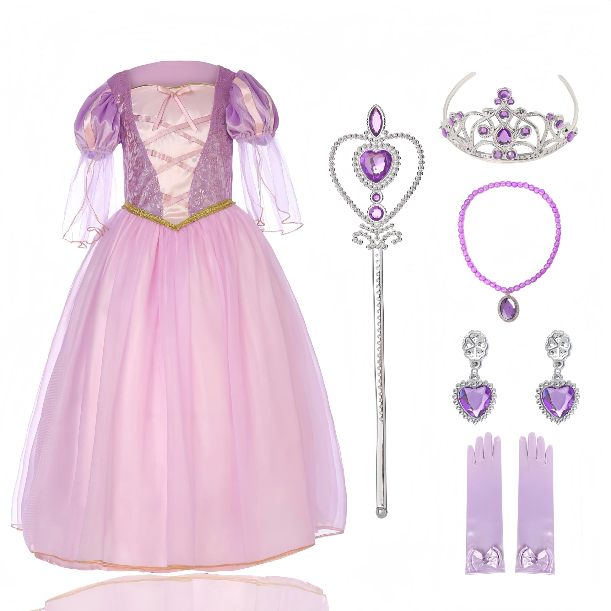 Lingway Toys Luxury Girls Princess Dress Up Costumes,Rapunzel Cosplay Dress with Accessories Style A 3-4Years