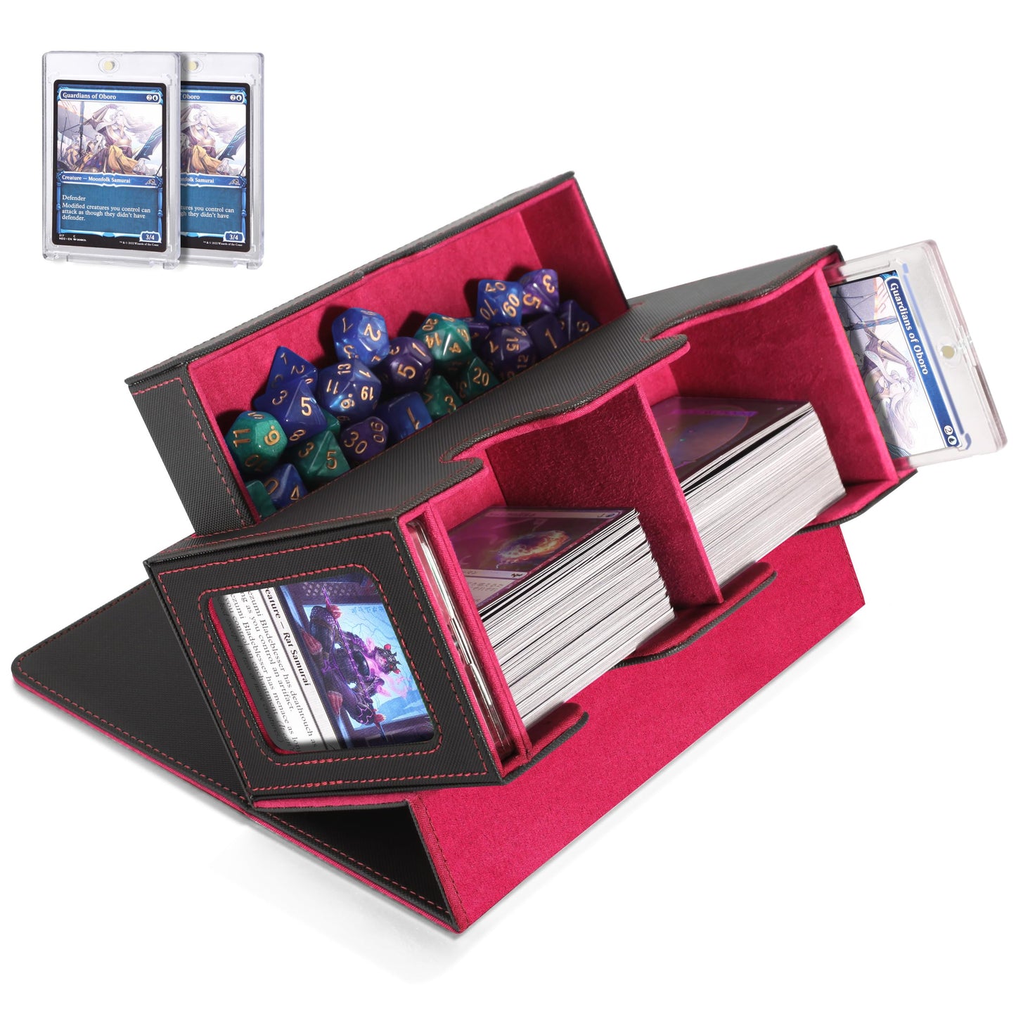 MTG Deck Box, MTG Commander Card Deck Box with Commander Display, Fits 320+ Single Sleeved, Double Card Storage Box with Dice Tr