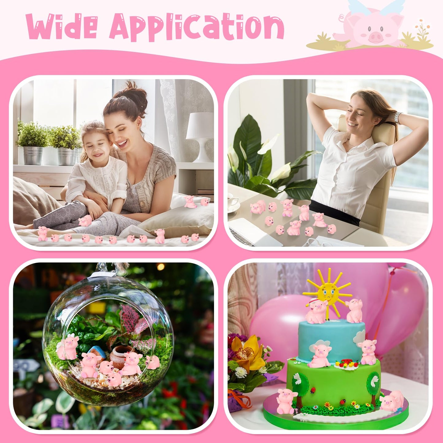Menkxi 162 Pcs Mini Resin Pig Animals Bulk Tiny Piggy Figures Pig Party Decorations Mini Resin Pig Toys Miniature Garden Landsca