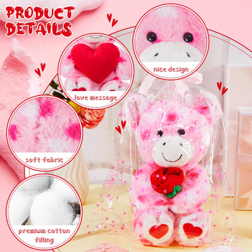 Shappy 2 Sets Large Valentines Day Plush Stuffed Animal With Heart And Rose, Cute Stuffed Animal Toys, Valentine'S Day Wedding G
