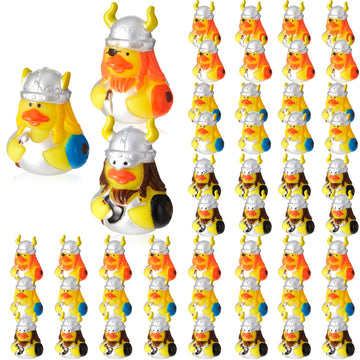 Deekin 50 Pcs Assorted Viking Rubber Ducks in Bulk, 2 Inch Rubber Duckies for Medieval Themed Party Supplies, Mini Bath Toys for