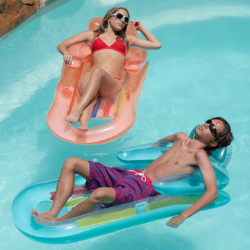 Pool Floats mature-themed Size Lounger with Cup Holder (2 Pack) Inflatable Floats for Swimming Pool Heavy Duty Lounger Floating Recliner Blow Up Floaties Water Floaty Lake Beach Tanning Float