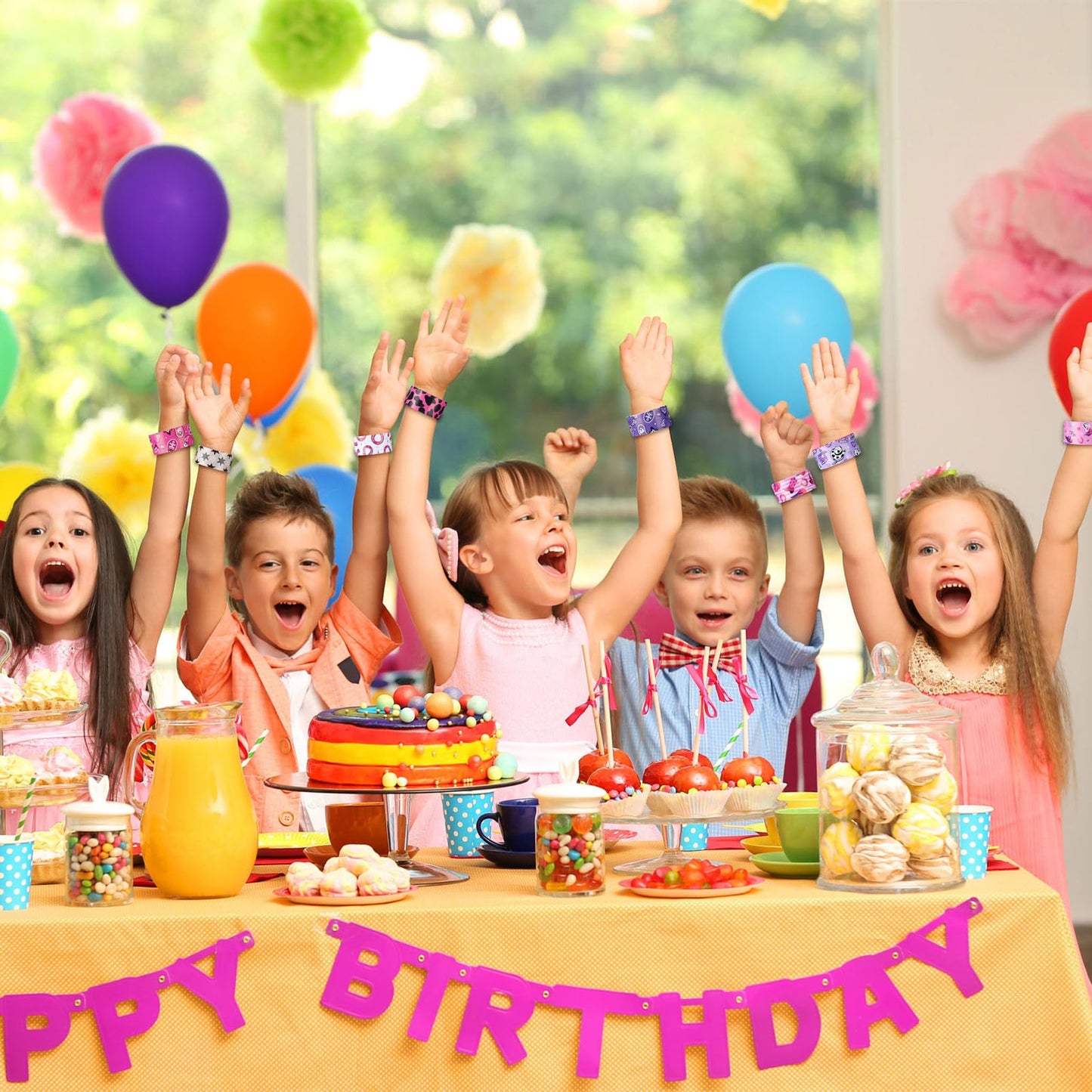 Junkin 48 Pcs Western Cowgirl Party Favors Birthday Decorations Pink Disco Cowgirl Slap Bracelets Kids Horse Birthday Party Good