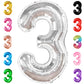 Katchon, Big Silver Number 3 Balloon - 40 Inch | 3 Birthday Balloon, 3Rd Birthday Decorations For Girls | 3 Balloon Number, 3 Year Old Balloons Birthday | Silver 3Rd Birthday Decorations For Boys