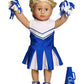 American Fashion World Blue Cheerleading Outfit for 18-Inch Dolls | Accessories Included | enhanced Quality & Trendy Design | Dolls Clothes | Outfit Fashions for Dolls for Popular Brands