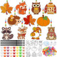 Beeveer 30 Sets Fall Animals Suncatchers Art Kits DIY Thanksgiving Squirrels Owl Suncatcher Crafts Paint Your Own Window Ornamen