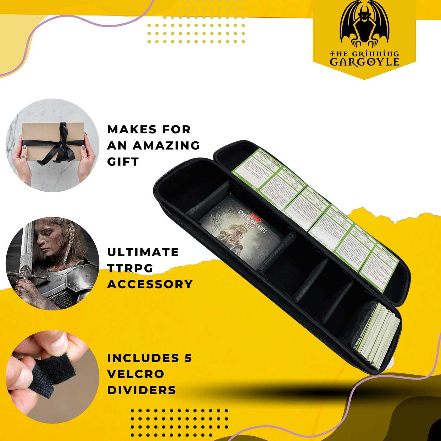 Grinning Gargoyle Collector Card Carry Case with Wrist and Shoulder Strap - enhanced Portable Card Game Travel Case - Holds up to 1350 Cards or Multiple MTG Deck Box - Organise and Protect (Black)