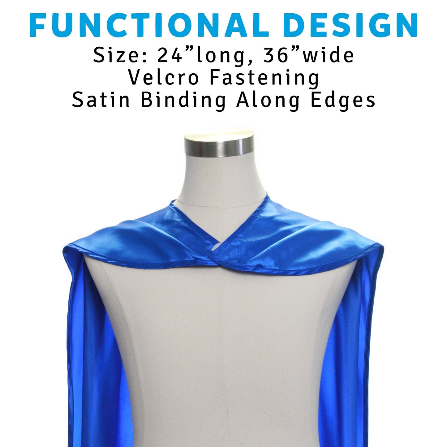 Everfan Royal Blue Polyester Satin Superhero Cape - Kids