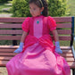 Twhxiyicos Princess Peach Cosplay Costume Girls Princess Peach Dress Kids Outfit Crown Earrings Gloves For Halloween