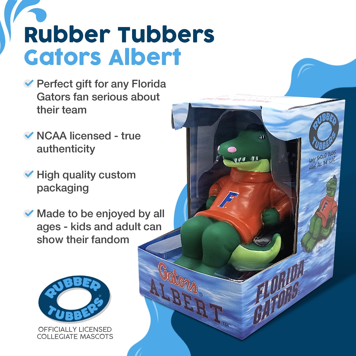 Rubber Tubbers Florida Gators (Albert) Collegiate Bathtub Toys - Officially Licensed Ncaa Team Mascots, Authentic Sports Memorab