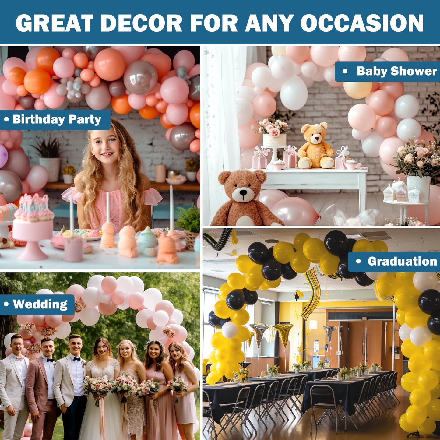 Kicnic Balloon Arch Strip Kit For Garland, 32.8 Feet Balloon Tape Strips And 200 Glue Point Dot Stickers For Party Wedding Birth