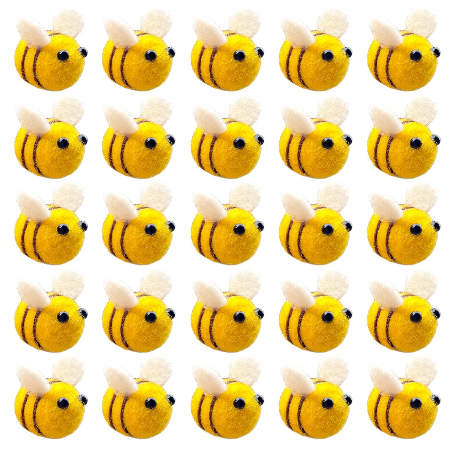 AcceLeah 25Pcs Wool Felt Bumble Bee Cute Bee Craft Ball Nursery Perfect for Baby Room Shower Gift Decorations or Costume Accesso