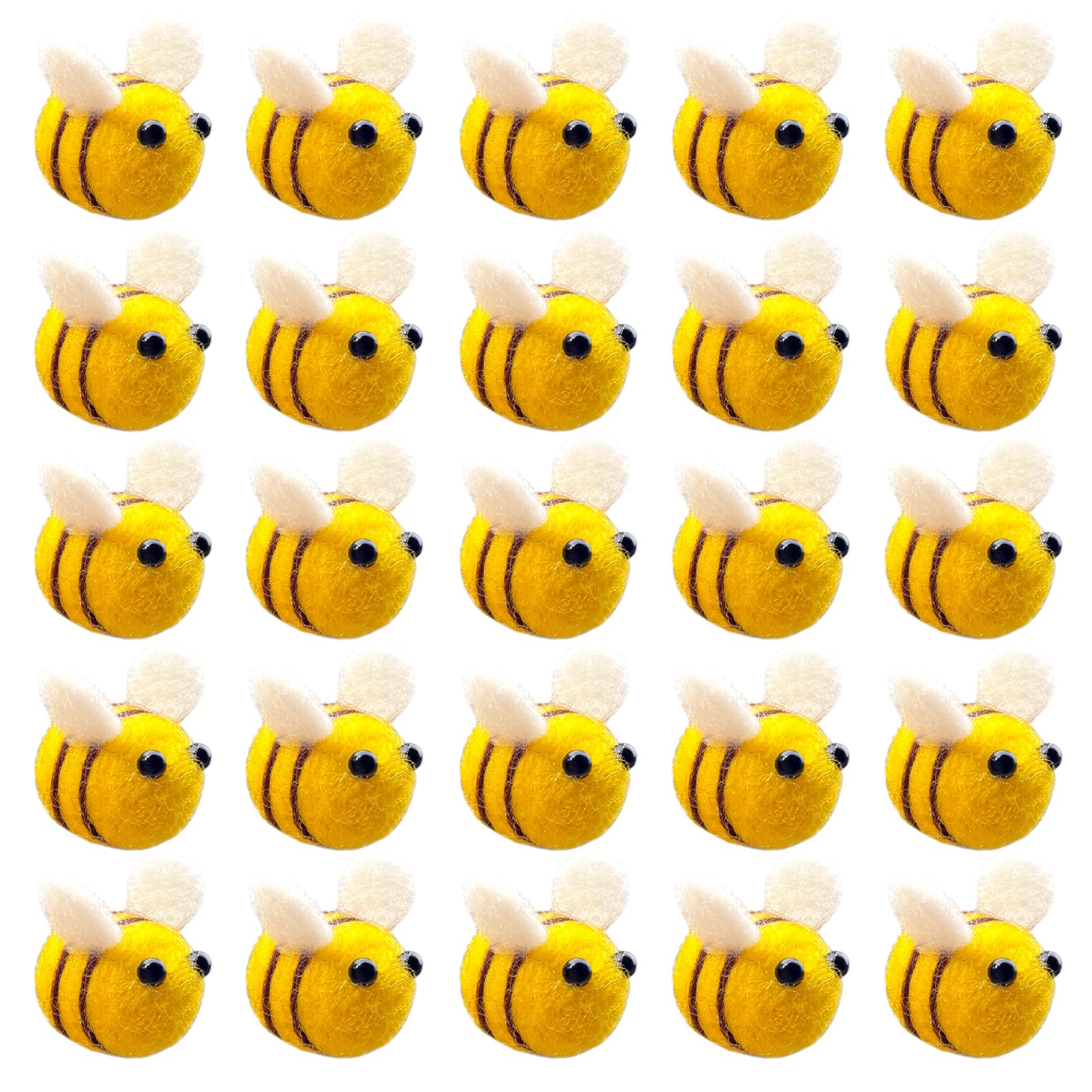 AcceLeah 25Pcs Wool Felt Bumble Bee Cute Bee Craft Ball Nursery Perfect for Baby Room Shower Gift Decorations or Costume Accesso