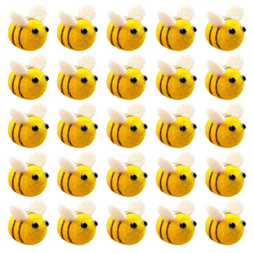 AcceLeah 25Pcs Wool Felt Bumble Bee Cute Bee Craft Ball Nursery Perfect for Baby Room Shower Gift Decorations or Costume Accesso