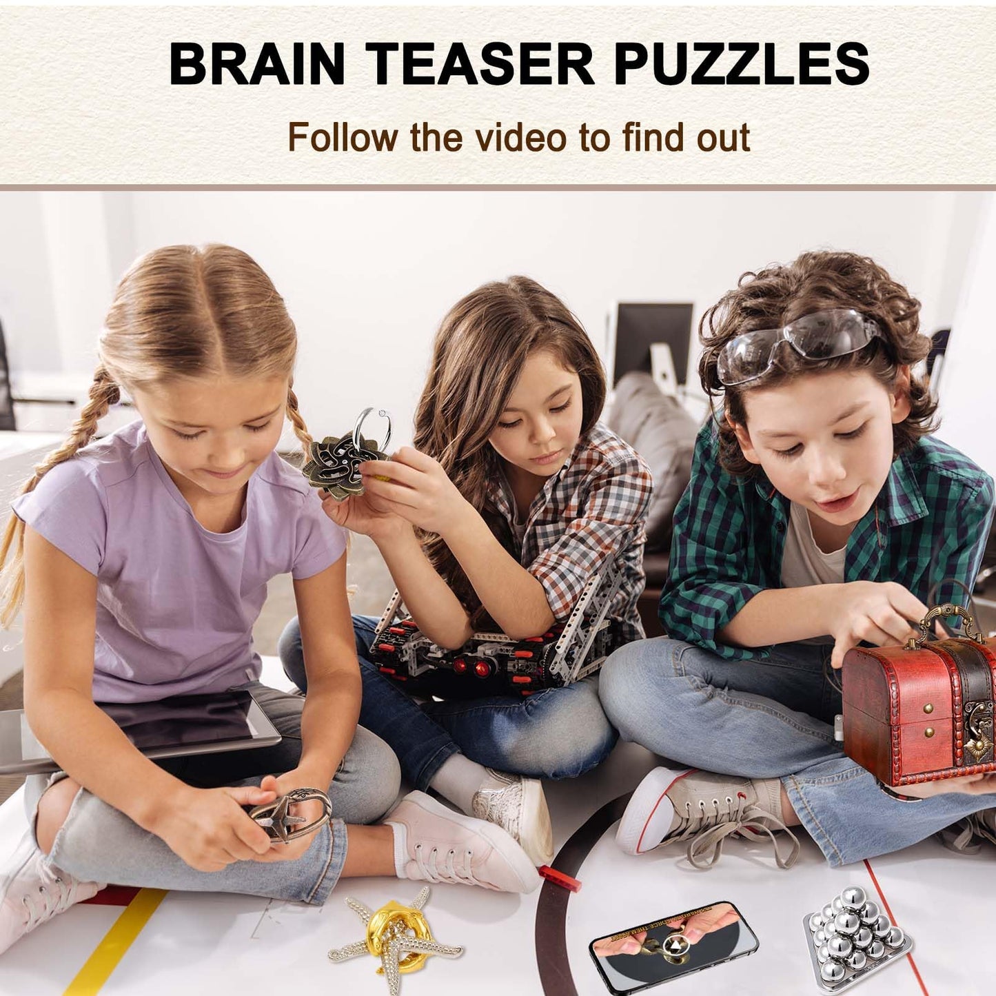 9 pcs Metal Wooden Brain Teaser Puzzle Logic Metal Puzzle for mature-themed Kid Toy Lock Puzzles Gift for mature-themeds Teenagers Kids