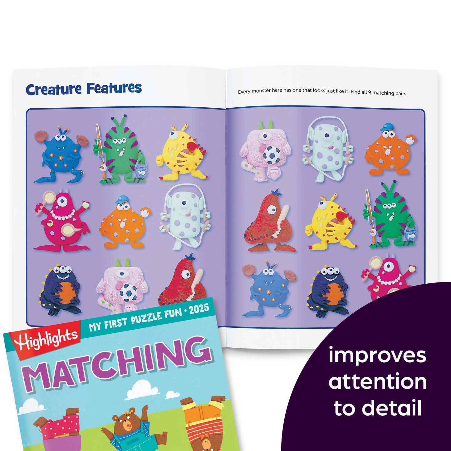 Highlights My First Puzzle Fun 2025 - 4-Book Set for Kids 3-6, Brain-Boosting Activities, Matching, Mazes, Spot-The-Differences
