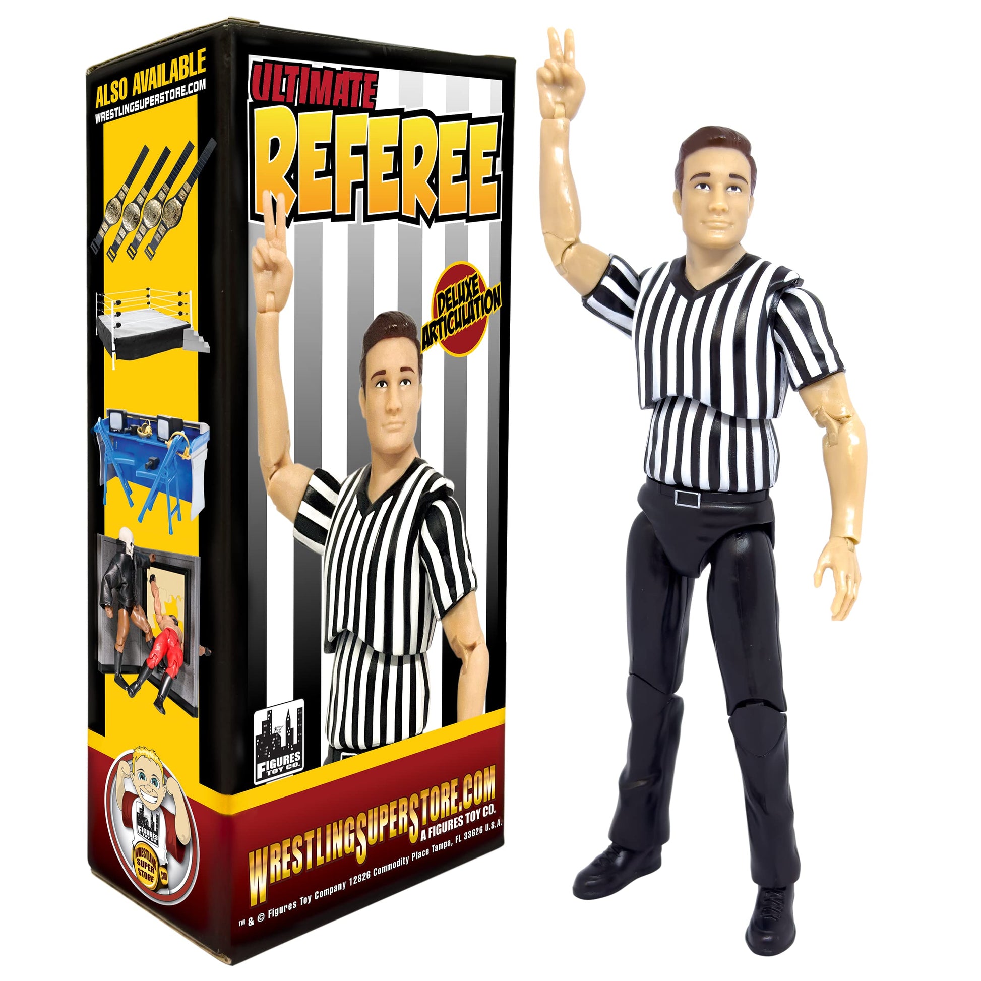 Ultimate Referee with Deluxe Articulation for WWE Wrestling Action Figures-New