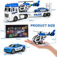 Zhfuys 25.6'' Semi Truck Toy, Big Truck Toy With Police Car And Helicopter, Police Toys With Sounds & Lights, Great Gift For 3+Y