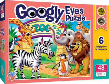MasterPieces 48 Piece Jigsaw Puzzle for Kids 4+, Zoo Animals Googly Eyes, Educational Fun Game, Model 11924, 19" x 14"