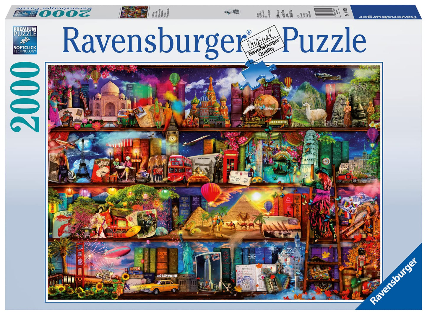 Ravensburger 2000-Piece World of Books Puzzle | Premium Linen, Anti-Glare Surface | Multicoloured | Model 16685