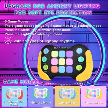 Aotibo Fast Push Fidget Toys Handle, Flashing Handheld Game For Kids Teens Adults, Electronic Brain & Memory Game, Quick Push Bu