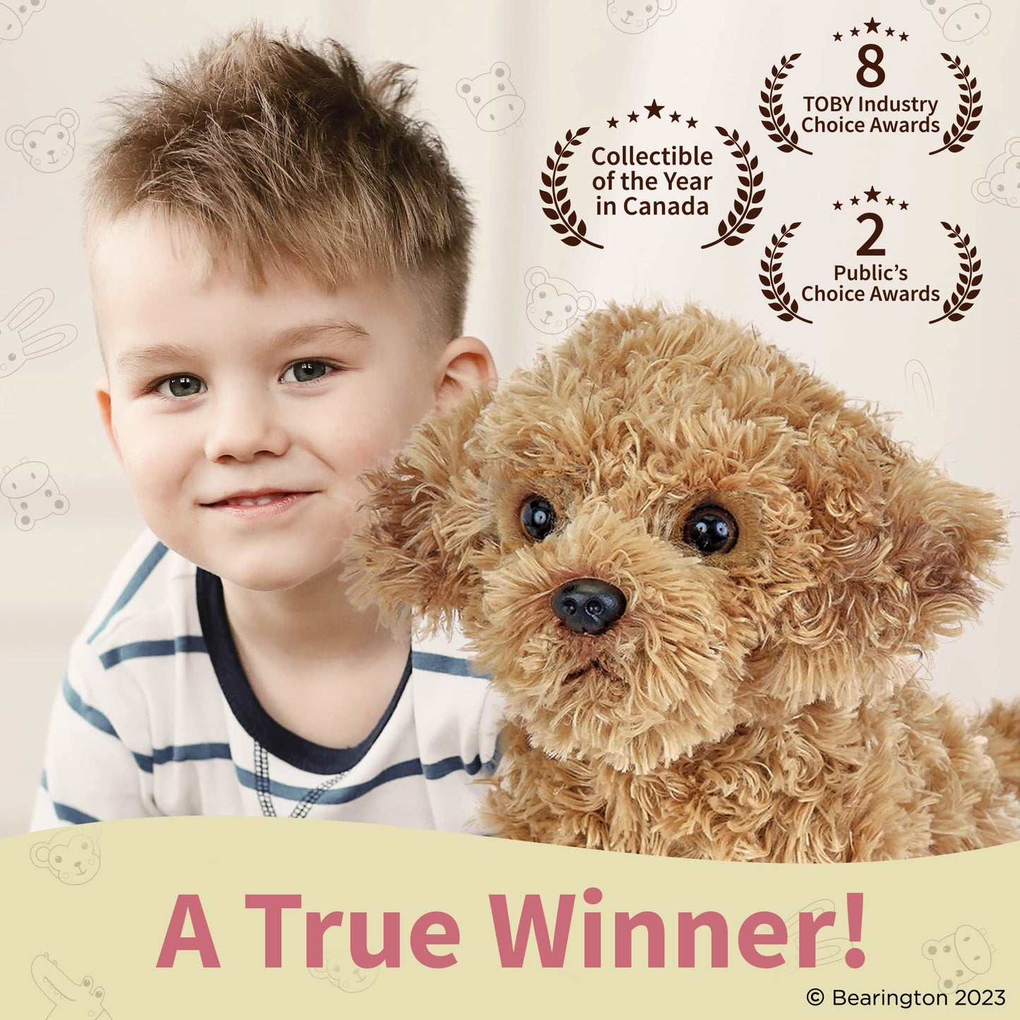 Bearington Collection Caramel Dog Stuffed Animal Puppy - Plush Dog Toys For Kids, Goldendoodle Labradoodle Plushies - 13 Inch