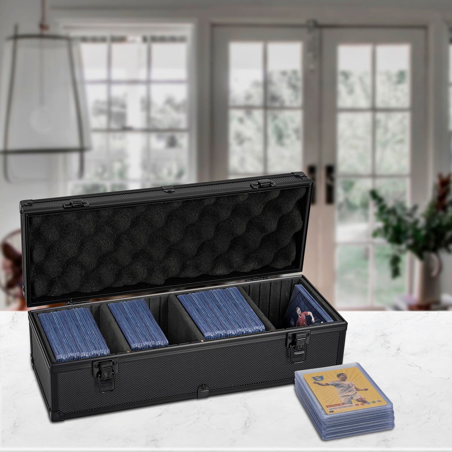 Ouutmee Toploaders Storage Box For 3'' X 4'' 35Pt Rigid Card, Top Loader Card Storage With 3 Partition Holds 300+ Toploaders, Ma