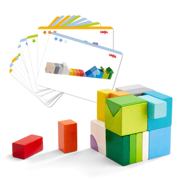 Haba Chromatix Wooden Blocks - 3D Arranging & Stacking Toy For Toddlers - Montessori Stem Toys Learning Set With 19 Colorful Woo