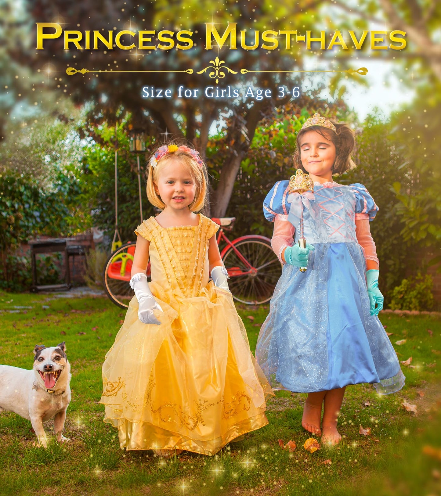 Bibuty Princess Dress Up Accessories Princess Gloves For Little Girls, White Toddler Gloves For Girls Princess Dress Up Set, Costume Gloves Set Toy Gift For 3 4 5 6 Year Old Toddler Girls
