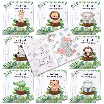 Heboland 24Pcs Jungle Safari Animals Coloring Books Bulk, Diy Coloring Book 5''X6.7''Jungle Safari Animal Party Favor For Kids B